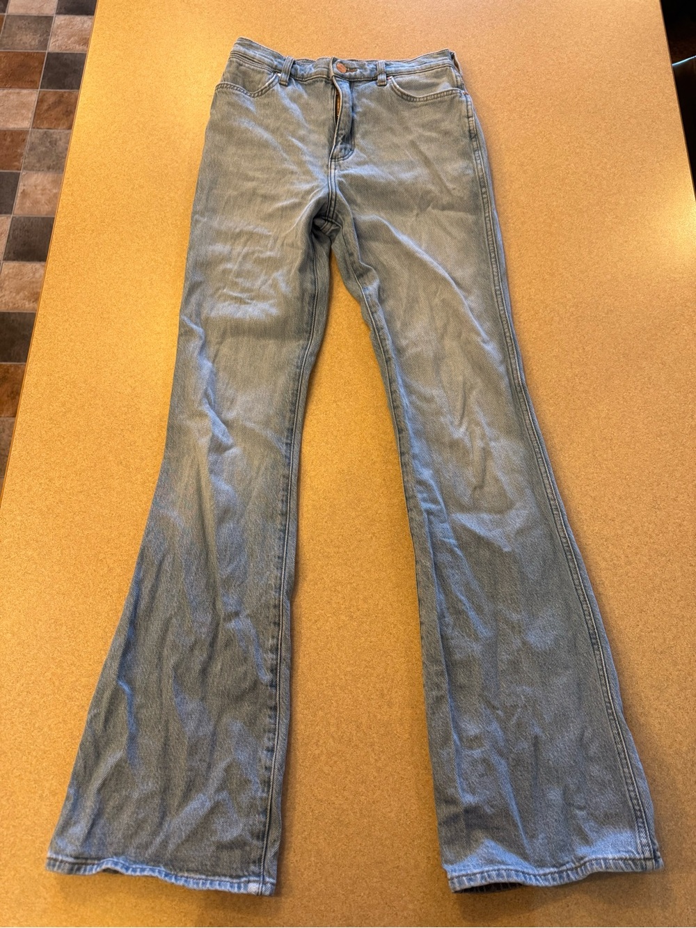 Wrangler Women's Light Blue Flared Jeans - Vintage Style
